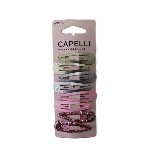Capelli Kid Snap Clips Glitter 8pk