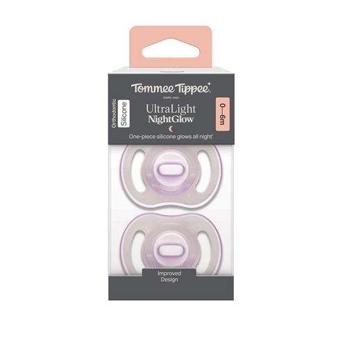 Tommee Tippee Ultralight Soother Night 0-6 Months 2 Pack