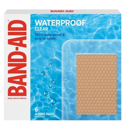 Band-Aid Waterproof Clear Jumbo 6 Pads