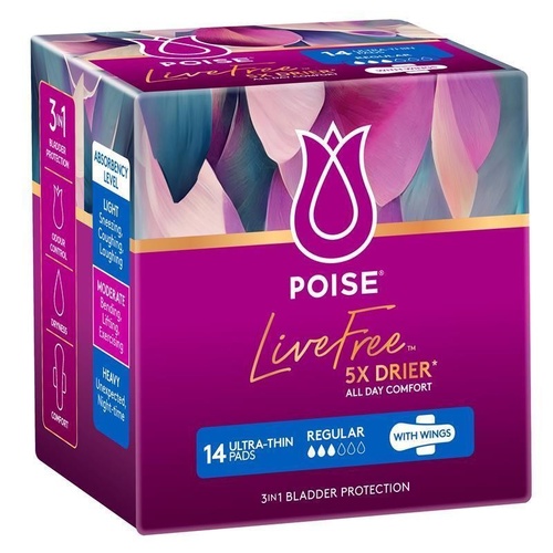 Poise Livefree Pad Regular Wing 14 Pack