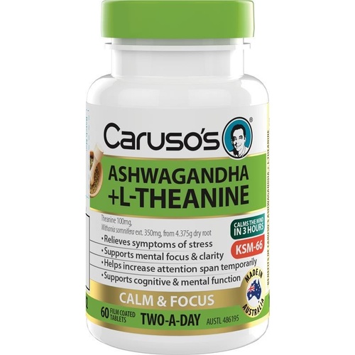 Carusos Ashwagandha + L-Theanine 60 Tablets
