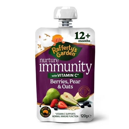 Raffetys Garden Immunity Pears Strawberry Banana & Oats 120g