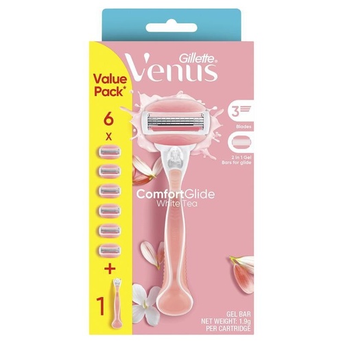 Gillette Venus Comfortglide White Tea Razor + 6 Blades
