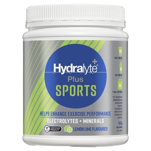 Hydralyte Plus Sports Lemon Lime Flavoured Powder 900g