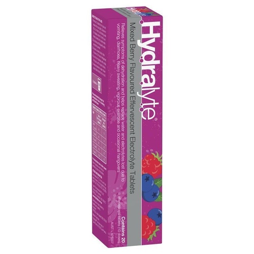 Hydralyte Electrolyte Effervescent Mixed Berry Flavoured 20 Tablets