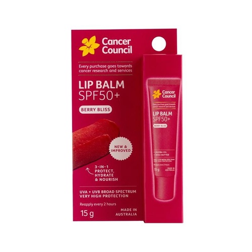 Cancer Council Lip Balm SPF50+ Berry Bliss 15g