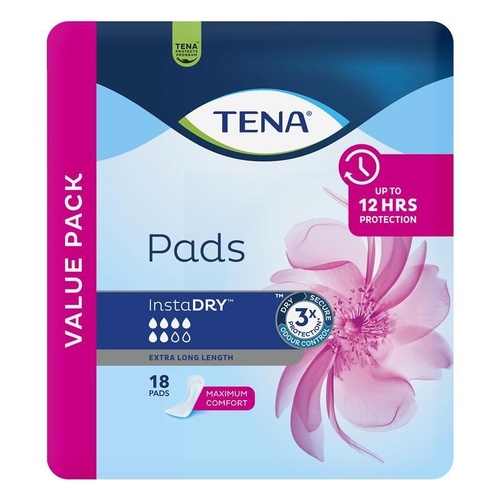Tena Pad InstaDRY Extra Long Length 18 Pack
