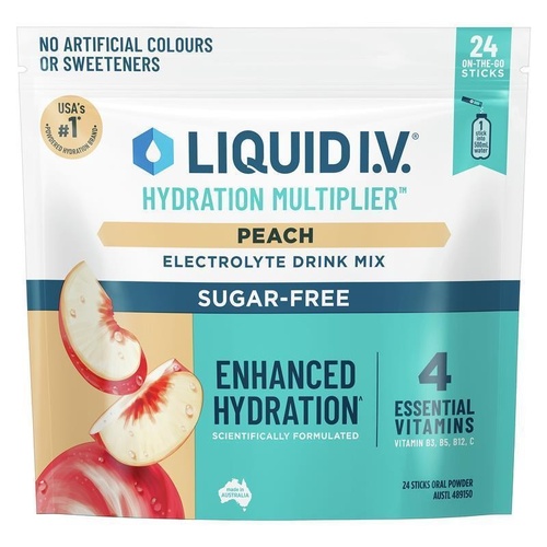 Liquid IV Hydration Sugar Free Peach 24 Sachets