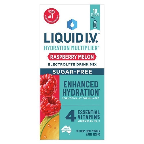 Liquid IV Hydration Sugar Free Raspberry Melon 10 Sachets