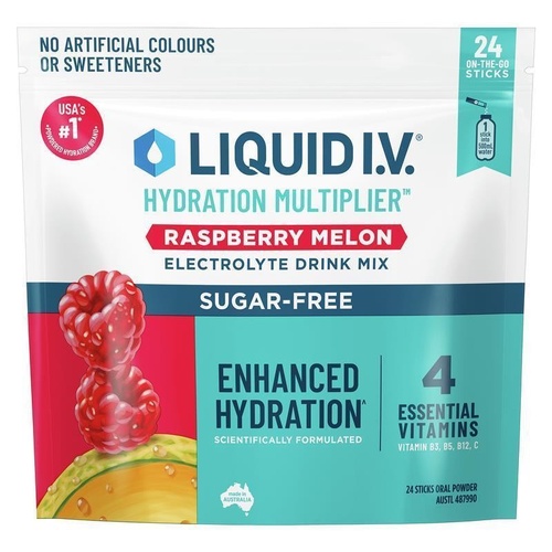 Liquid IV Hydration Sugar Free Raspberry Melon 24 Sachets