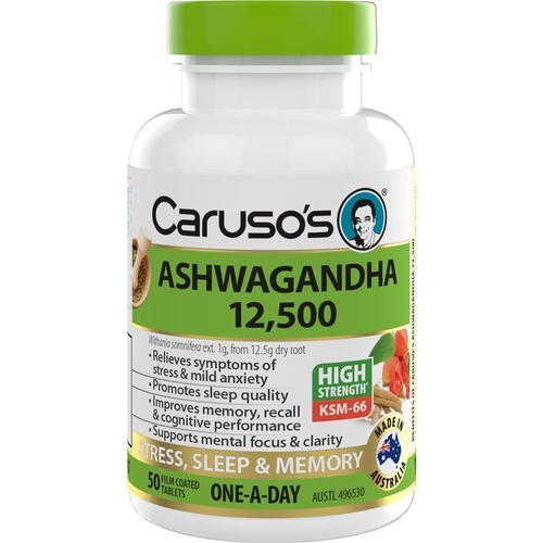 Carusos Ashwagandha 12,500 50 Tablets