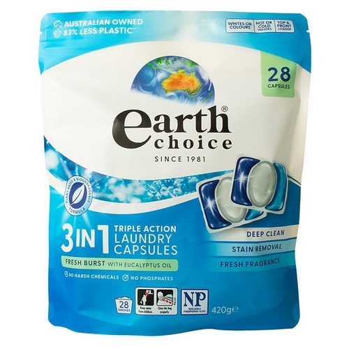 Earth Choice Laundry Capsules Eucalyptus 28 Pack