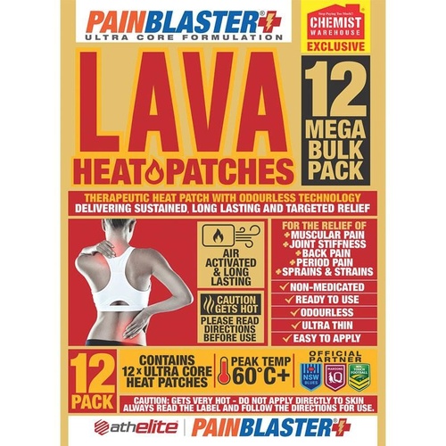 Athelite Powered By Pain Blaster Lava Heat Patches 12 Pack Exclusive Size