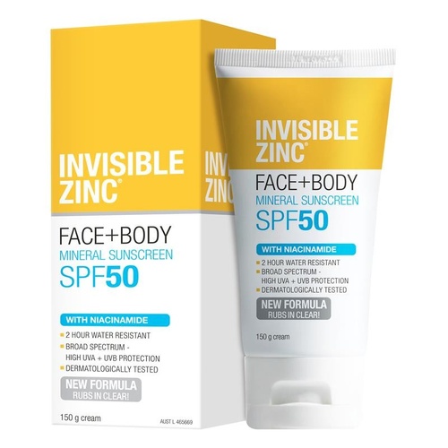 Invisible Zinc Face+Body Mineral Sunscreen SPF50 150g