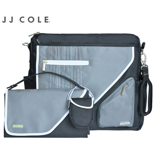 JJ Cole Nappy Bags Metra -Black Stitch Baby Diaper Bag Changing Pad