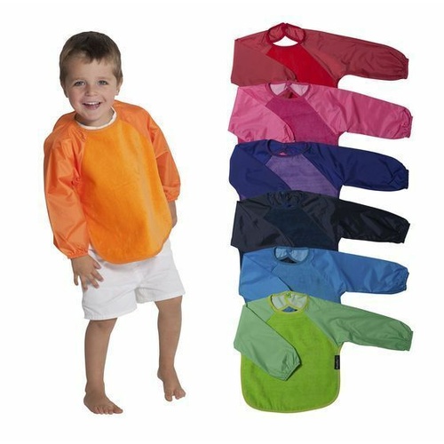 MUM2MUM Large Long Sleeved Bib for Kids 100% Cotton Water Resistant 18-36 Months