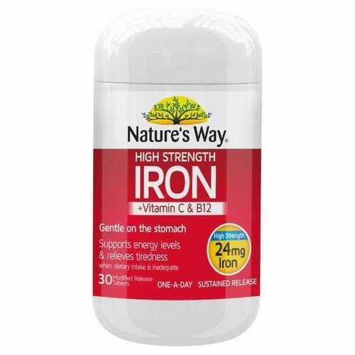 Nature's Way High Strength Iron + Vitamin C & B12 Tablets 30s