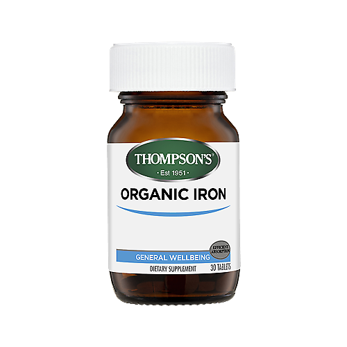 Thompsons Organic Iron 24mg 30 Tabs Support Healthy Iron Levels