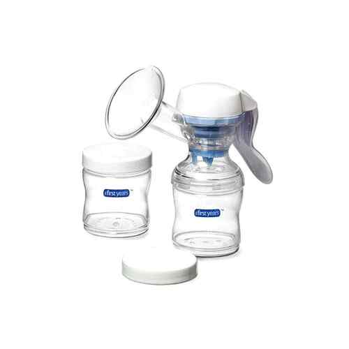 The First Years Baby Manual Breast Milk Pump BPA Free With 2 Bottles